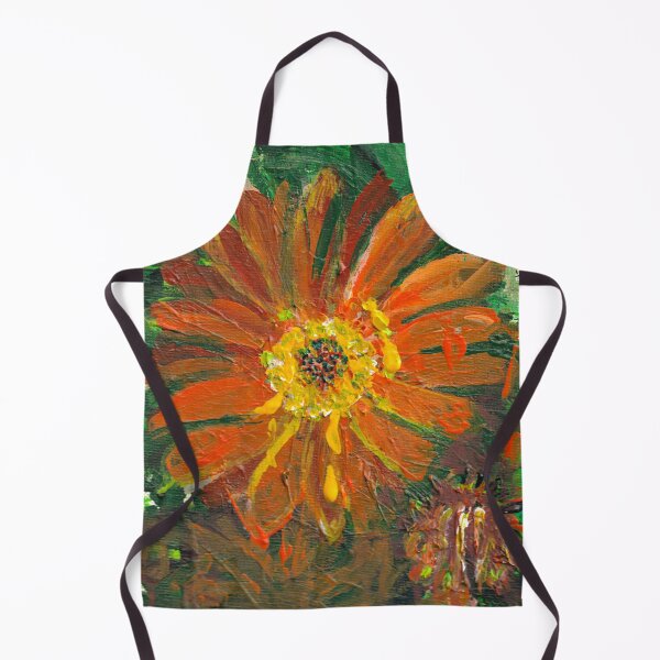 Item preview, art print from an original painting gazania orange dark green leaves in the garden designed and sold by empressbat merch.