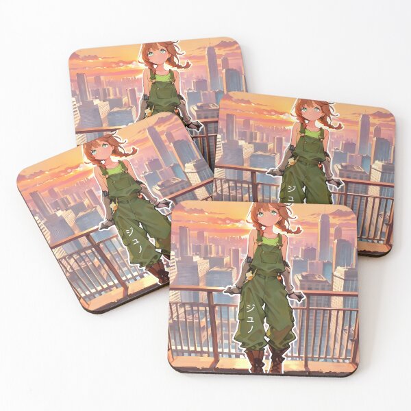 Item preview, JUNO: Sunset Balcony Skyline View | Cute Solarpunk Anime Girl designed and sold by Sytrics.
