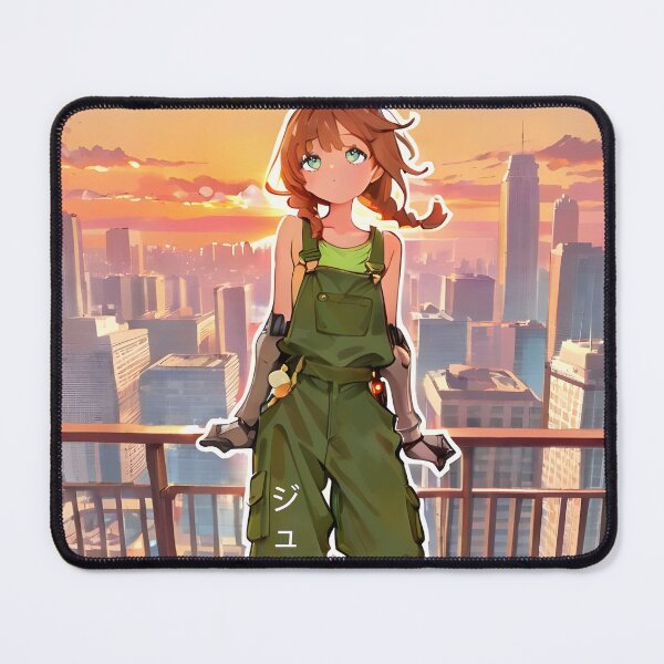 Item preview, JUNO: Sunset Balcony Skyline View | Cute Solarpunk Anime Girl designed and sold by Sytrics.