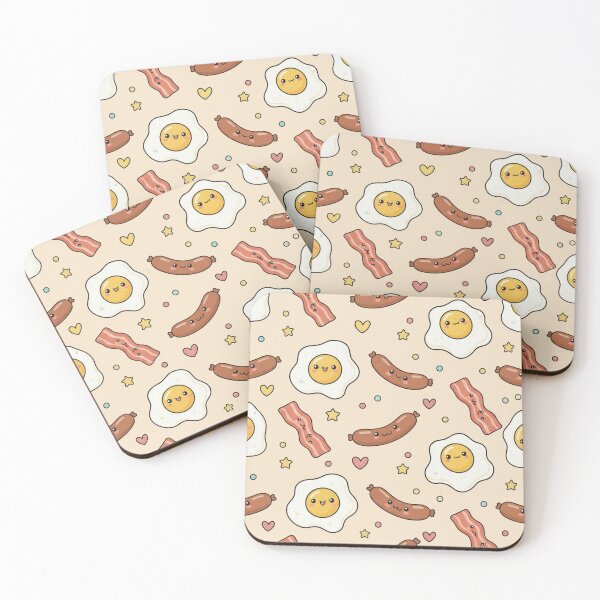 Item preview, Kawaii Breakfast Friends Egg Bacon and Sausage Fun Pattern designed and sold by Tidarat-27.
