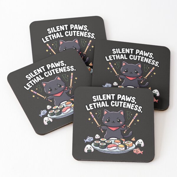 Item preview, Kawaii Samurai Black Cat Sushi Guard Sticker designed and sold by Thaivi Design.