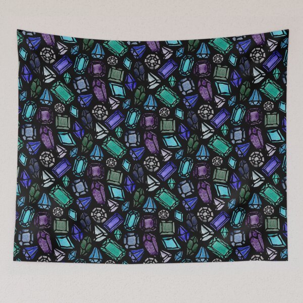 Item preview, Gems and Crystals in Watercolor Pattern (Cool Tones) designed and sold by andrebalest.art.