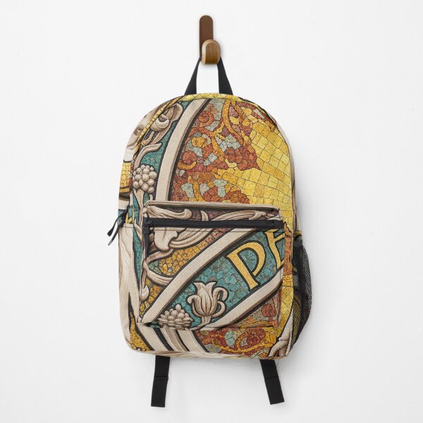 Item preview, Perpignan France Art Nouveau Mosaic - Mediterranean Floral Travel Poster designed and sold by FrancophileFun.