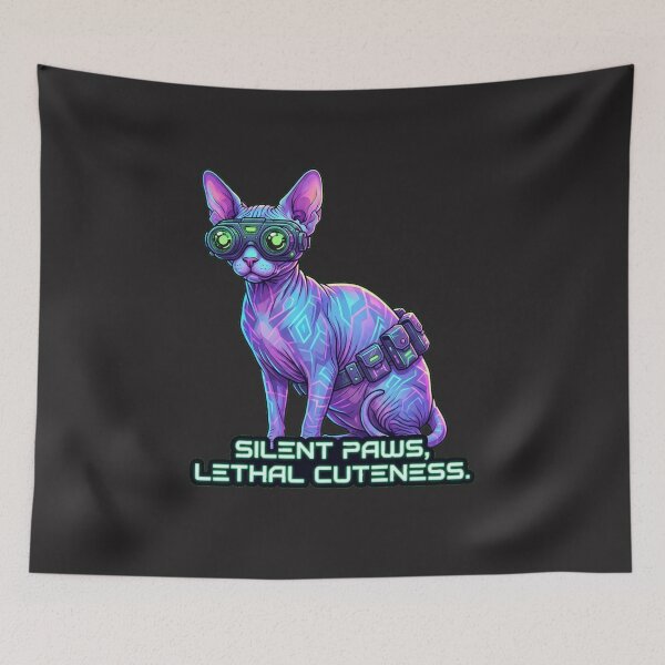 Item preview, Cyberpunk Sphynx Tactical Night Vision Spy Cat designed and sold by Thaivi Design.