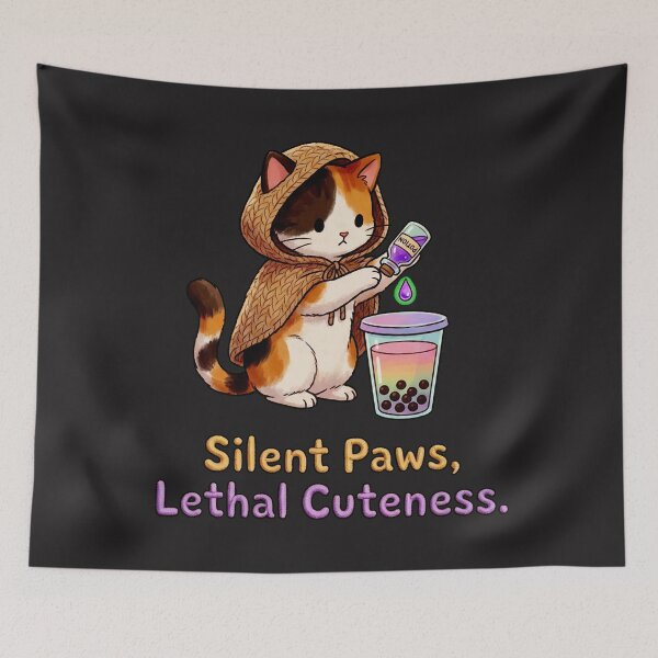 Item preview, Poisoned Milk Tea: Calico Assassin Cat Boba Art designed and sold by Thaivi Design.