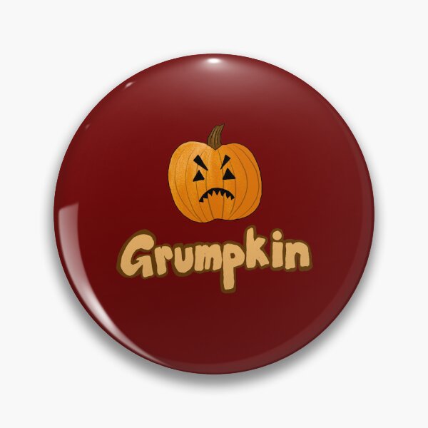 Item preview, ‘Grumpkin’ cartoon pumpkin Halloween design in orange and brown  designed and sold by skunkandpumpkin.