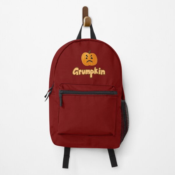 Item preview, ‘Grumpkin’ cartoon pumpkin Halloween design in orange and brown designed and sold by skunkandpumpkin.