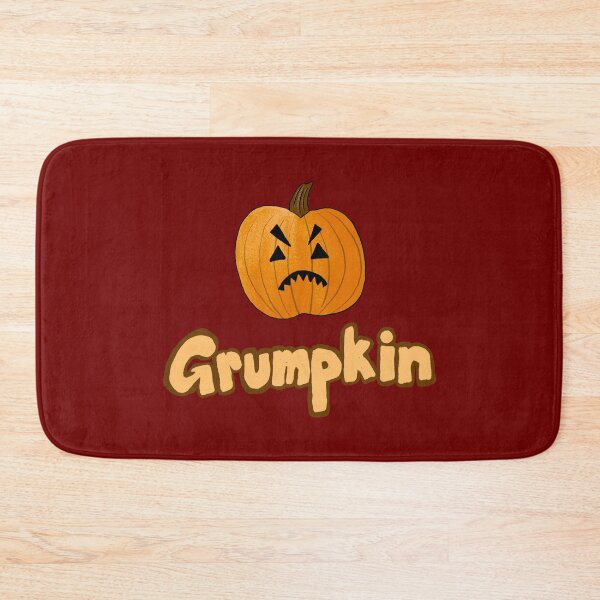 Item preview, ‘Grumpkin’ cartoon pumpkin Halloween design in orange and brown  designed and sold by skunkandpumpkin.