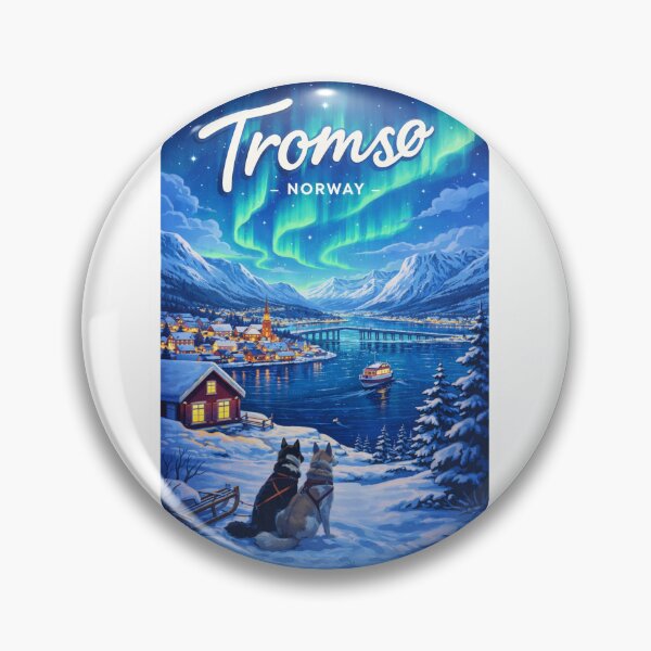 Item preview, Tromsø Dog Sled View and Aurora Borealis Over Fjord designed and sold by Aryabek.