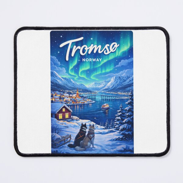 Item preview, Tromsø Dog Sled View and Aurora Borealis Over Fjord designed and sold by Aryabek.
