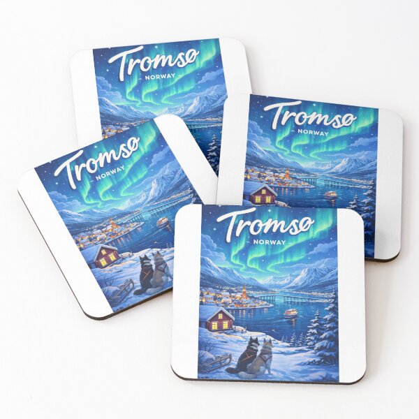 Item preview, Tromsø Dog Sled View and Aurora Borealis Over Fjord designed and sold by Aryabek.