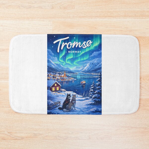 Item preview, Tromsø Dog Sled View and Aurora Borealis Over Fjord designed and sold by Aryabek.