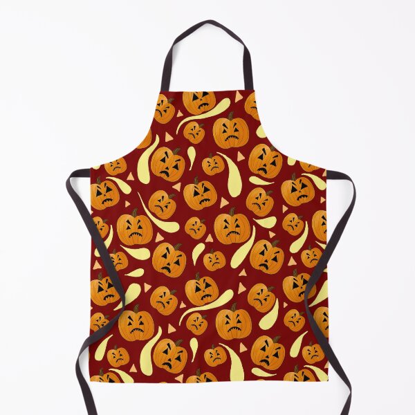 Item preview, ‘Grumpkin’ cartoon pumpkin Halloween pattern in red, orange and brown designed and sold by skunkandpumpkin.