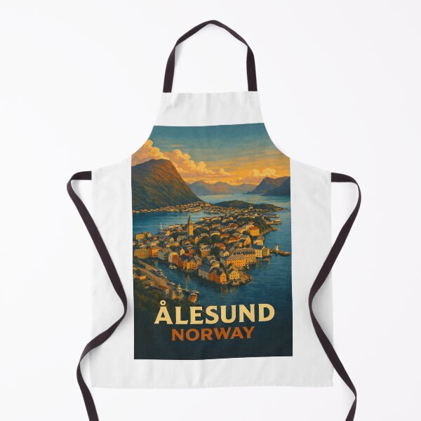 Item preview, Ålesund Harbour and Islands at Golden Hour in Norway designed and sold by Aryabek.