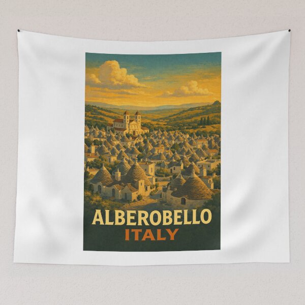 Item preview, Alberobello Puglia Panorama with Church and Trulli Rooftops designed and sold by Aryabek.
