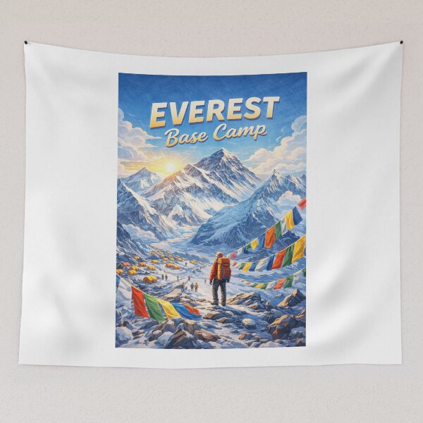 Item preview, Everest Base Camp Campsite with Colorful Tents and Glacier Views designed and sold by Aryabek.