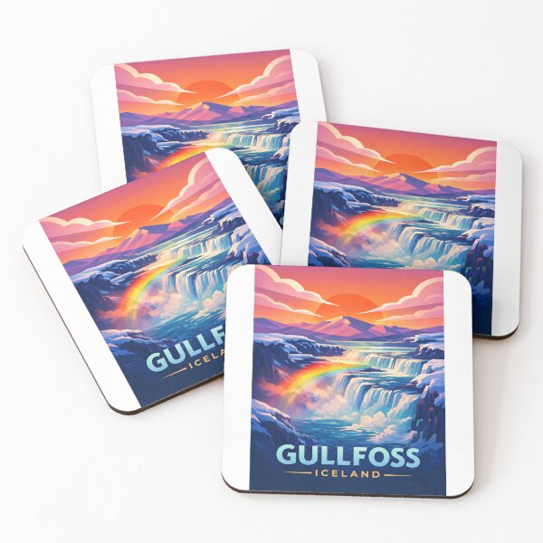 Item preview, Gullfoss Waterfall Sunset View with Rainbow and Highlands designed and sold by Aryabek.