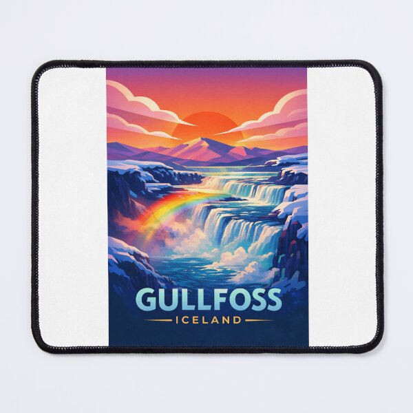 Item preview, Gullfoss Waterfall Sunset View with Rainbow and Highlands designed and sold by Aryabek.