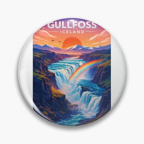 Item preview, Gullfoss Canyon and Waterfall at Dusk with Rainbow and River designed and sold by Aryabek.