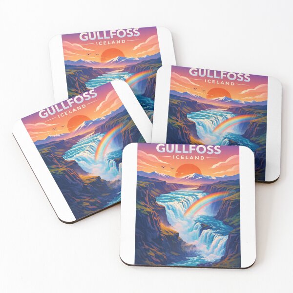 Item preview, Gullfoss Canyon and Waterfall at Dusk with Rainbow and River designed and sold by Aryabek.