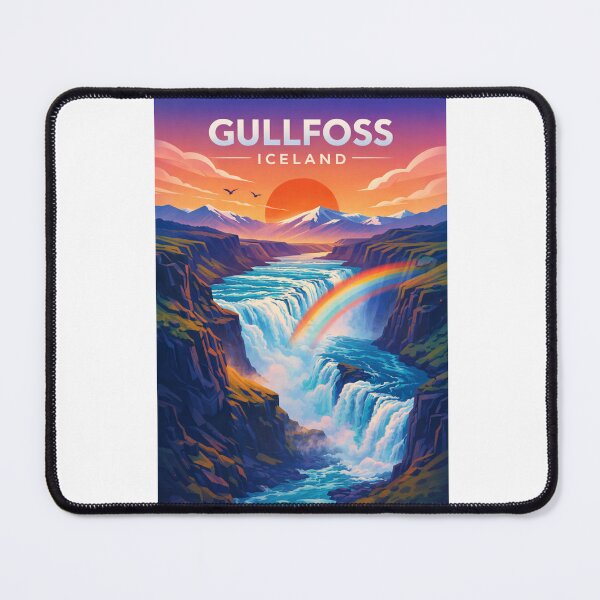 Item preview, Gullfoss Canyon and Waterfall at Dusk with Rainbow and River designed and sold by Aryabek.