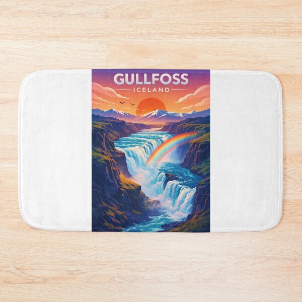 Item preview, Gullfoss Canyon and Waterfall at Dusk with Rainbow and River designed and sold by Aryabek.