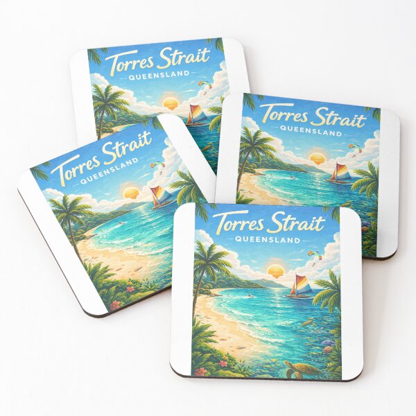 Item preview, Torres Strait Beach Sunset with Sailboat and Coral Reefs designed and sold by Aryabek.