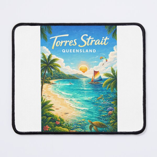 Item preview, Torres Strait Beach Sunset with Sailboat and Coral Reefs designed and sold by Aryabek.