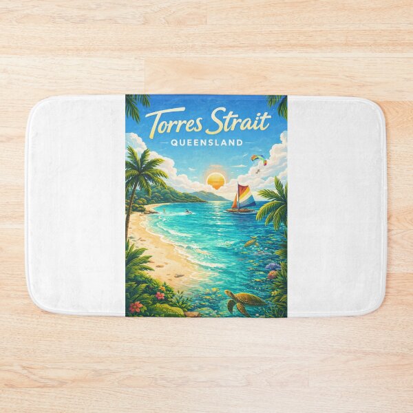 Item preview, Torres Strait Beach Sunset with Sailboat and Coral Reefs designed and sold by Aryabek.