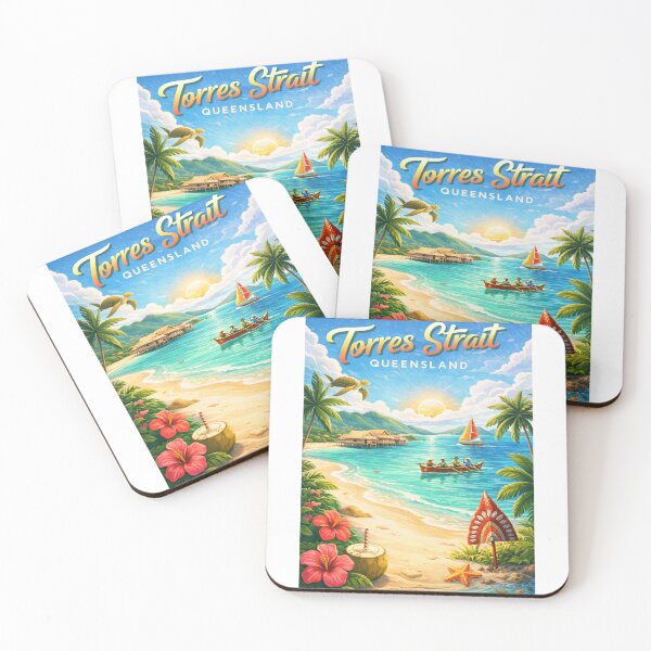 Item preview, Torres Strait Oceanfront Canoe and Village Huts at Sunrise designed and sold by Aryabek.