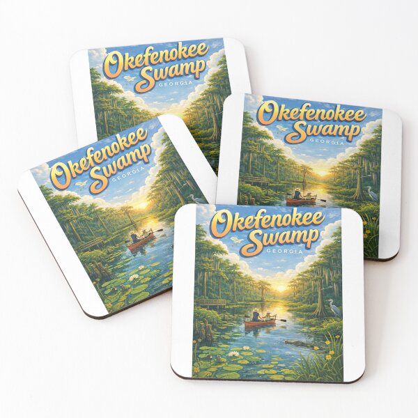 Item preview, Okefenokee Swamp Sunset with Canoe and Cypress Reflections designed and sold by Aryabek.