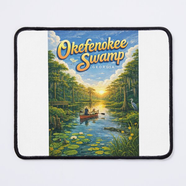 Item preview, Okefenokee Swamp Sunset with Canoe and Cypress Reflections designed and sold by Aryabek.