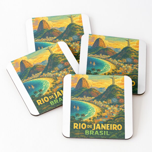 Item preview, Rio de Janeiro Coastal View with Christ the Redeemer and Fireworks designed and sold by Aryabek.