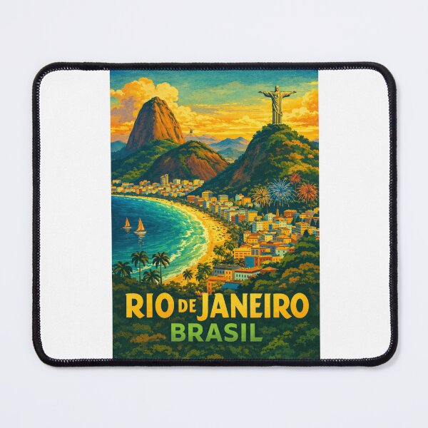 Item preview, Rio de Janeiro Coastal View with Christ the Redeemer and Fireworks designed and sold by Aryabek.