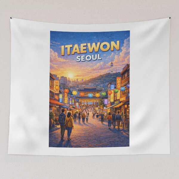 Item preview, Itaewon Street at Sunset with N Seoul Tower and Yongsan District designed and sold by Aryabek.