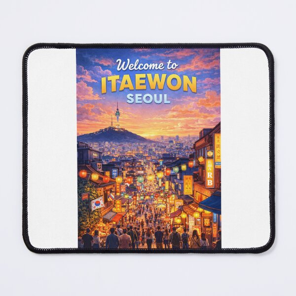 Item preview, Welcome to Itaewon Night Market with Namsan and Seoul Skyline designed and sold by Aryabek.