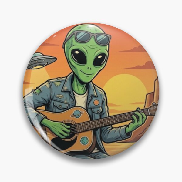 Item preview, Vintage Sci-Fi Alien Playing Acoustic Guitar designed and sold by PatternXS.