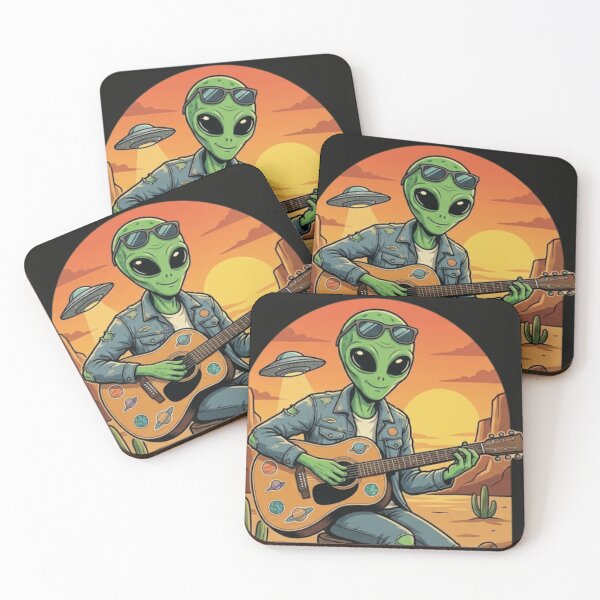 Item preview, Vintage Sci-Fi Alien Playing Acoustic Guitar designed and sold by PatternXS.