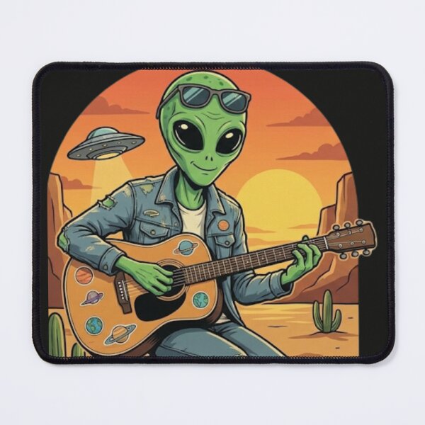 Item preview, Vintage Sci-Fi Alien Playing Acoustic Guitar designed and sold by PatternXS.