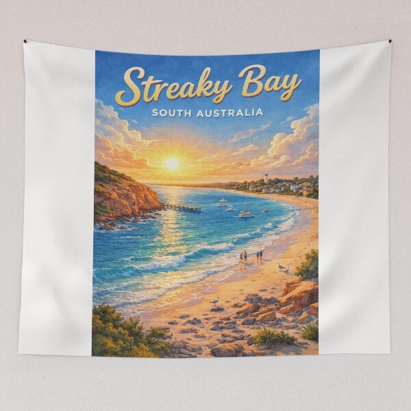 Item preview, Streaky Bay Sunset with Jetty and Eyre Peninsula Coast designed and sold by Places On Earth.
