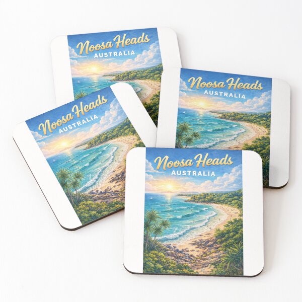Item preview, Noosa Heads Beach and Laguna Bay with Sunshine Coast Hinterland designed and sold by Places On Earth.