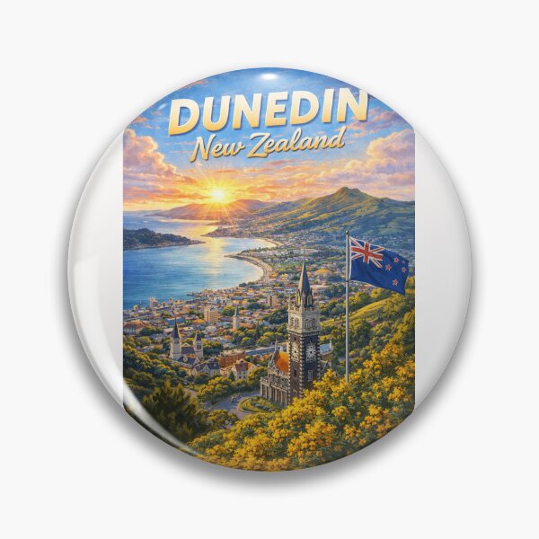 Item preview, Sunset View over Dunedin Harbour with First Church and Otago Hills designed and sold by Places On Earth.