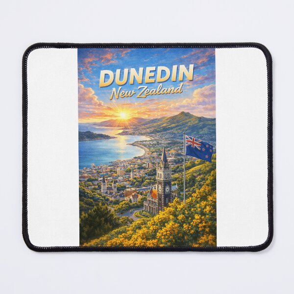 Item preview, Sunset View over Dunedin Harbour with First Church and Otago Hills designed and sold by Places On Earth.