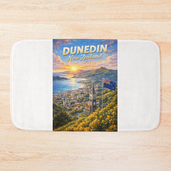Item preview, Sunset View over Dunedin Harbour with First Church and Otago Hills designed and sold by Places On Earth.