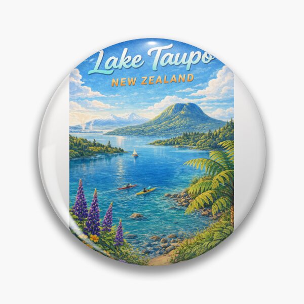 Item preview, Lake Taupō Waterscape with Mount Tauhara and Kayakers designed and sold by Places On Earth.