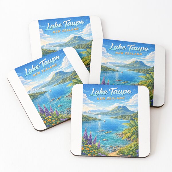Item preview, Lake Taupō Waterscape with Mount Tauhara and Kayakers designed and sold by Places On Earth.