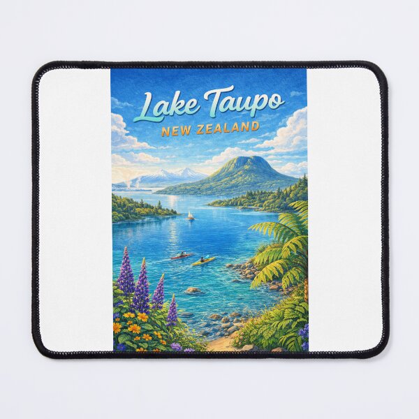 Item preview, Lake Taupō Waterscape with Mount Tauhara and Kayakers designed and sold by Places On Earth.
