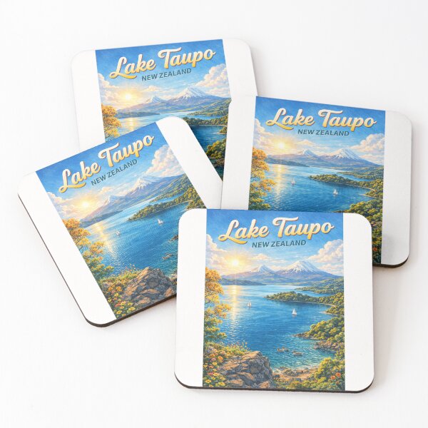 Item preview, Sunrise over Lake Taupō with Tongariro Peaks and Autumn Colours designed and sold by Places On Earth.