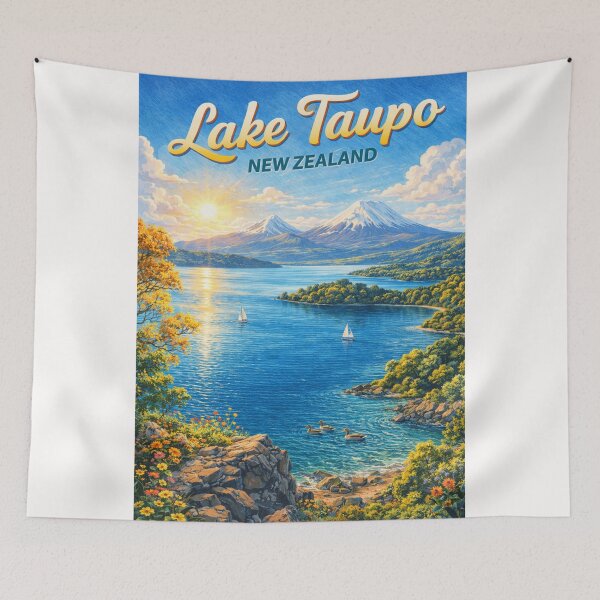 Item preview, Sunrise over Lake Taupō with Tongariro Peaks and Autumn Colours designed and sold by Places On Earth.