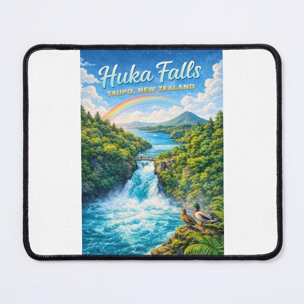 Item preview, Rainbow over Huka Falls with Mount Tauhara and Footbridge designed and sold by Places On Earth.